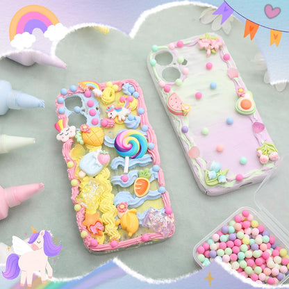 Chunful 6 Set 50g Cream Glue Set with Decorating Mouths for DIY Crafts, Cream DIY Phone Case Kit with Resin Accessories and Decorative Craft Charms Kit for Handmade Crafts(Sweet)