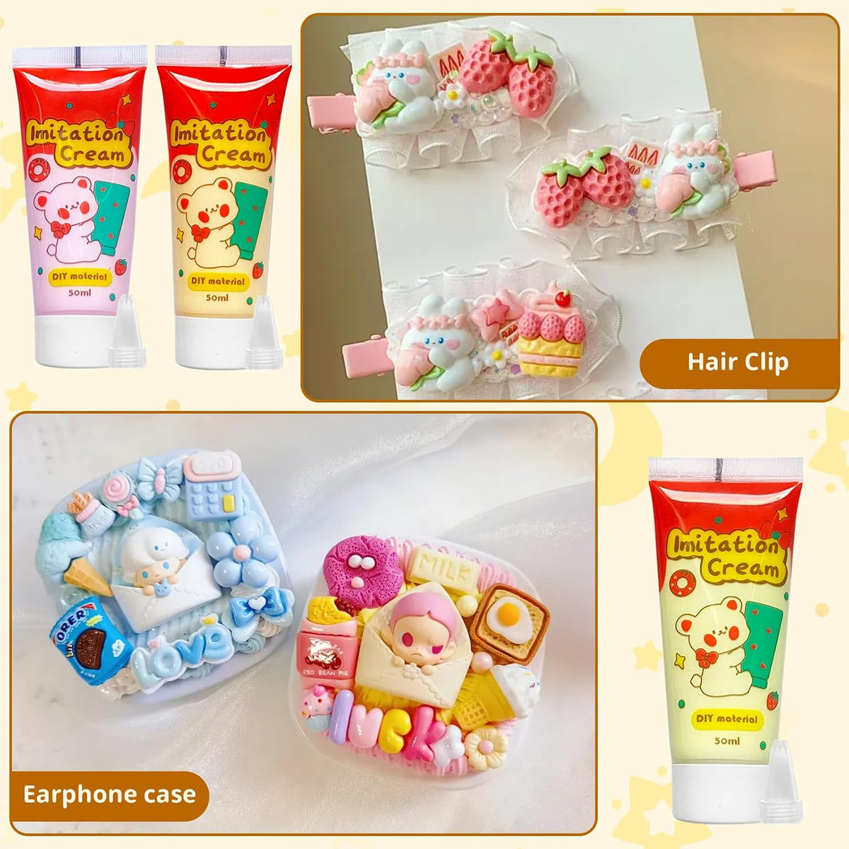 TBTFW Whipped Clay Decoden Cream Kit, Fake Whipped Cream Glue-1.7oz