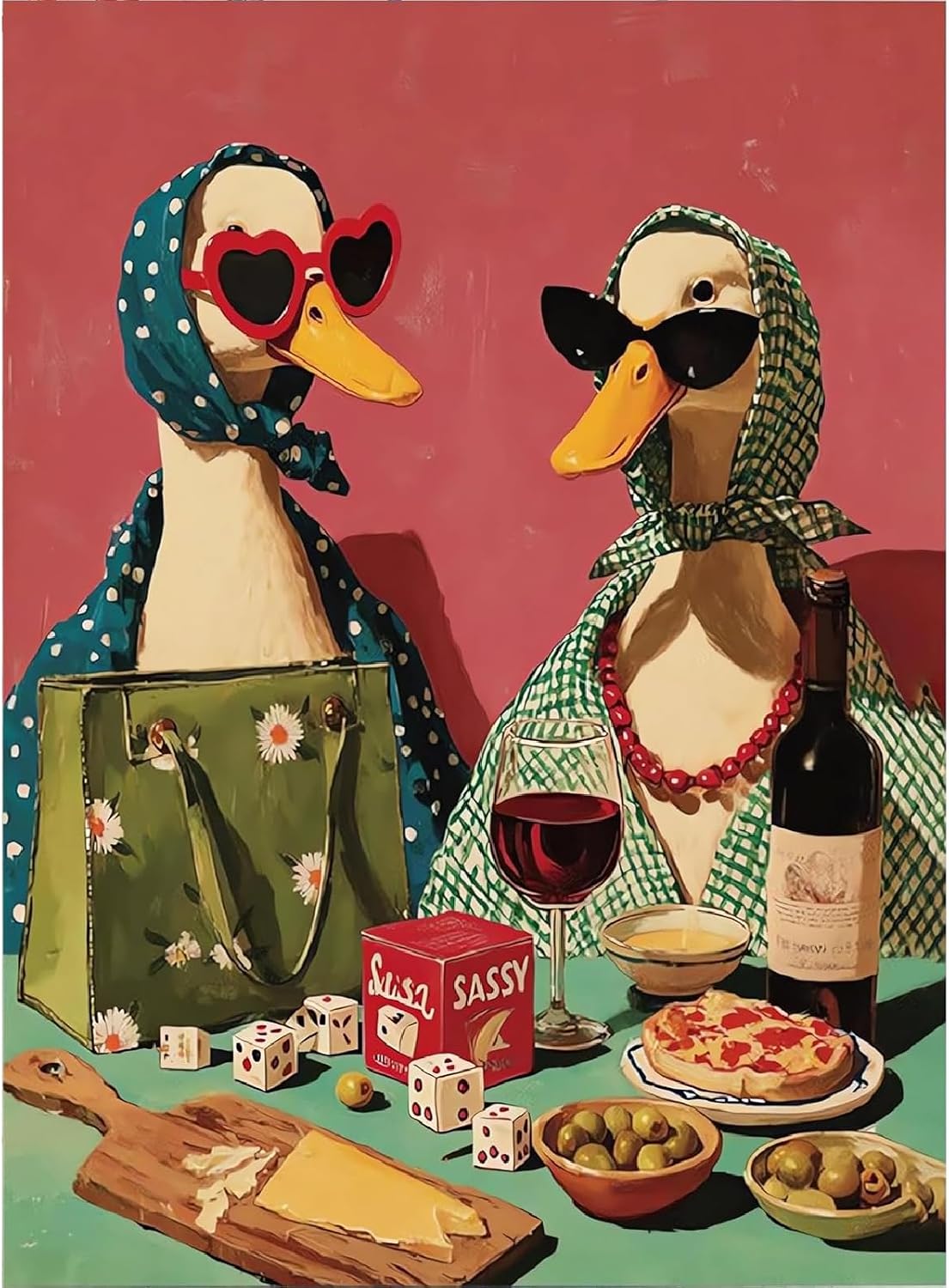 Party Duck Paint by Numbers Kit for Adults Framed Canvas, Frameworkless