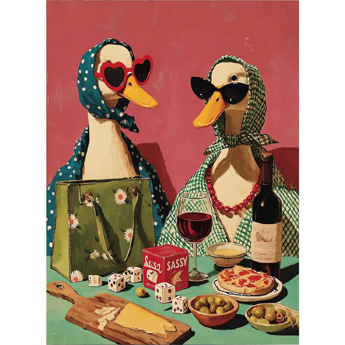 Party Duck Paint by Numbers Kit for Adults Framed Canvas, Frameworkless