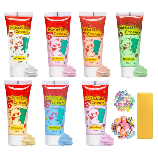 TBTFW 7Colors Decoden Deco Cream Kit, Simulation Fake Whipped Cream Glue