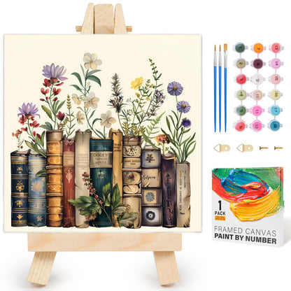 Yezavesu Book Framed Paint by Numbers Kit for Adults 10x 10 inch, Flowers
