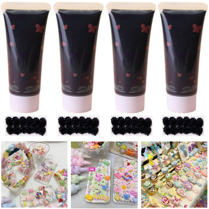 Cream Glue for Crafts, 4pcs (50g) Pink Decoden Cream DIY Phone Case Kit