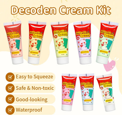 TBTFW 16 Colors Decoden Cream Kit, Fake Whipped Cream Glue Clay