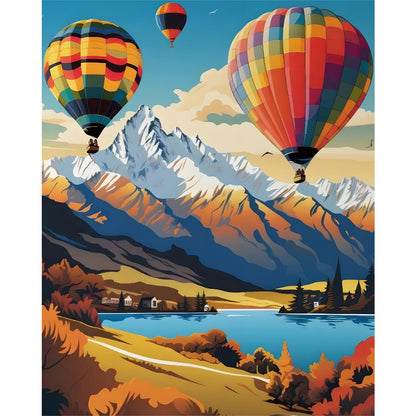 Paint by Numbers Kit for Adults, Fall Lake Cabin Number Painting Canvas Kit