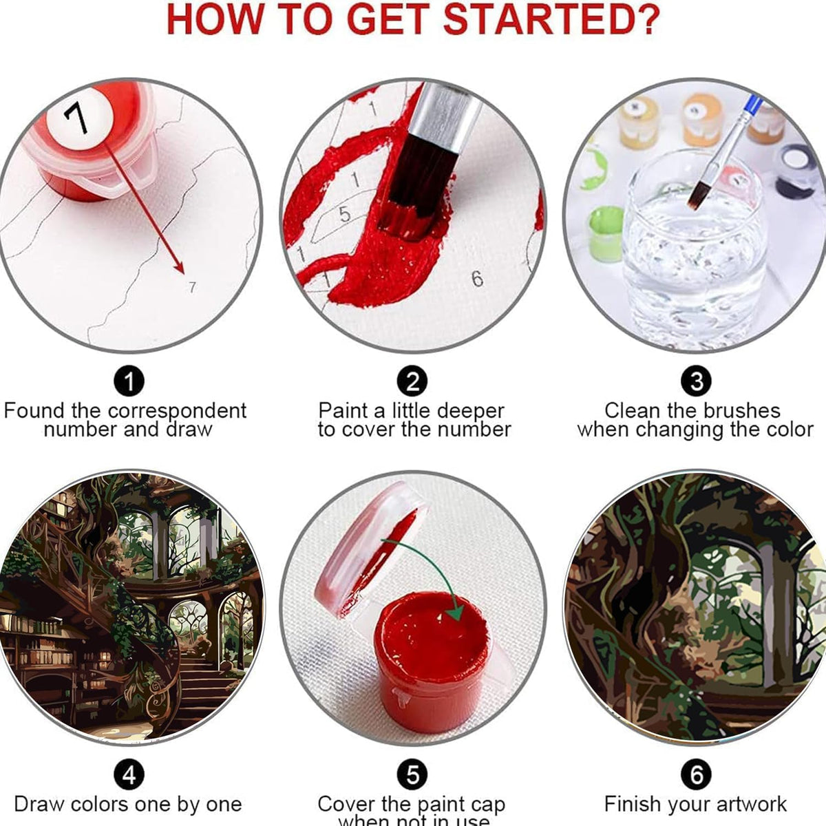 Forest Library Paint by Numbers Kit for Adults Beginner (Without Frame)