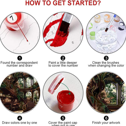 Forest Library Paint by Numbers Kit for Adults Beginner (Without Frame)