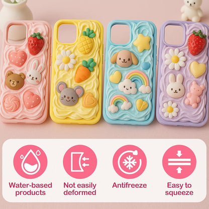 12-Color Decoden Cream Glue Kit,12x50ml with Piping Tips for Phone Cases