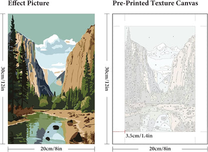 6 Pack Paint by Numbers Kit for Adults Beginner National Park 8x12 Inch