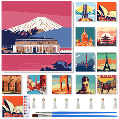 Nezyo 12 Sets Paint by Numbers Kit with Frame for Adults, Acrylic 8x8 Inch