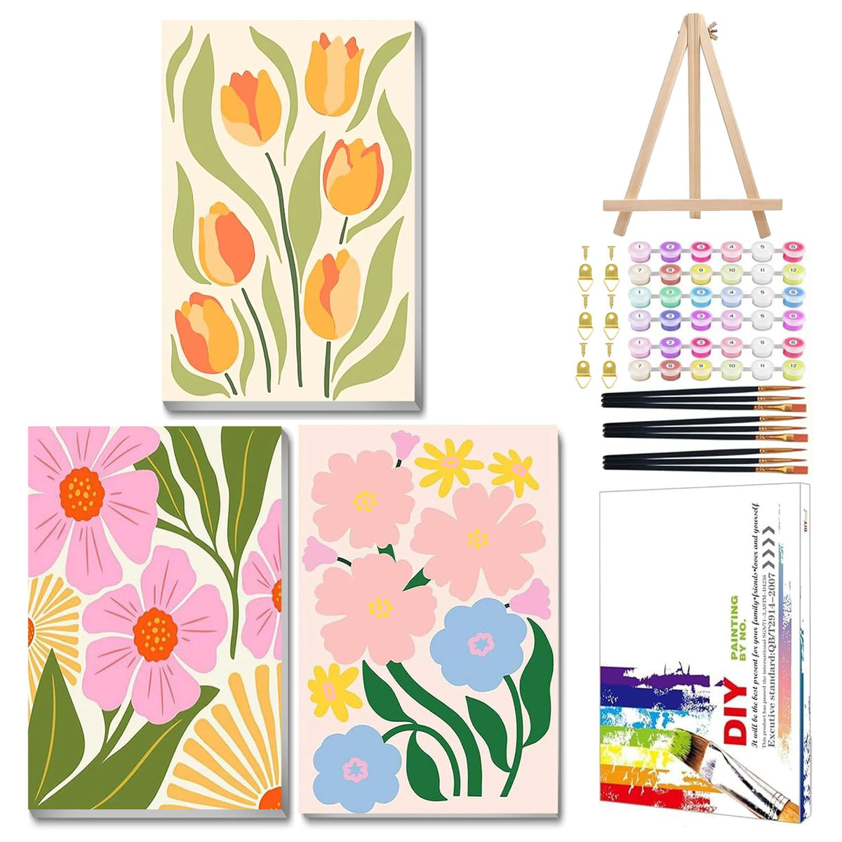 Mandun Landscape Paint by Numbers Kit for Adults, 3 Pack, 7.8x11.8 inch