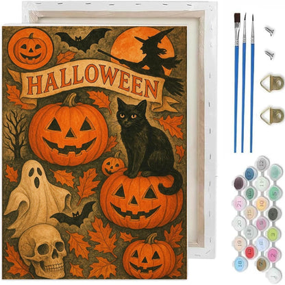 Halloween Paint by Numbers Kit for Adults,Ghost Paint by Number With Frame