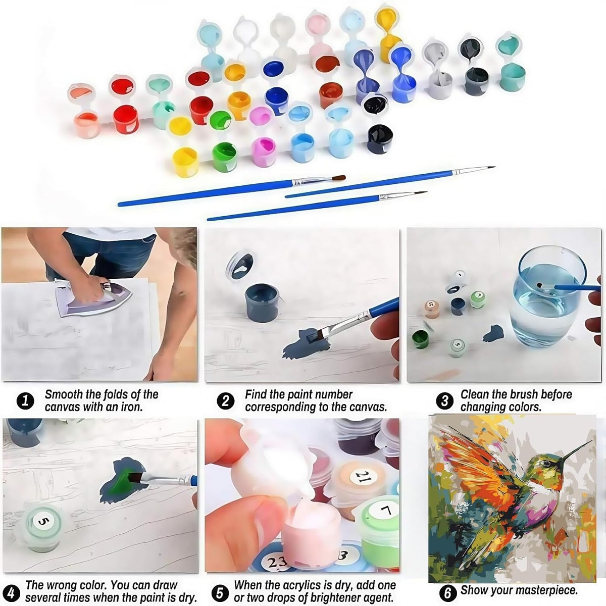 BYGFHLYW Animal Hummingbird Paint by Numbers Kit for Adults Beginners