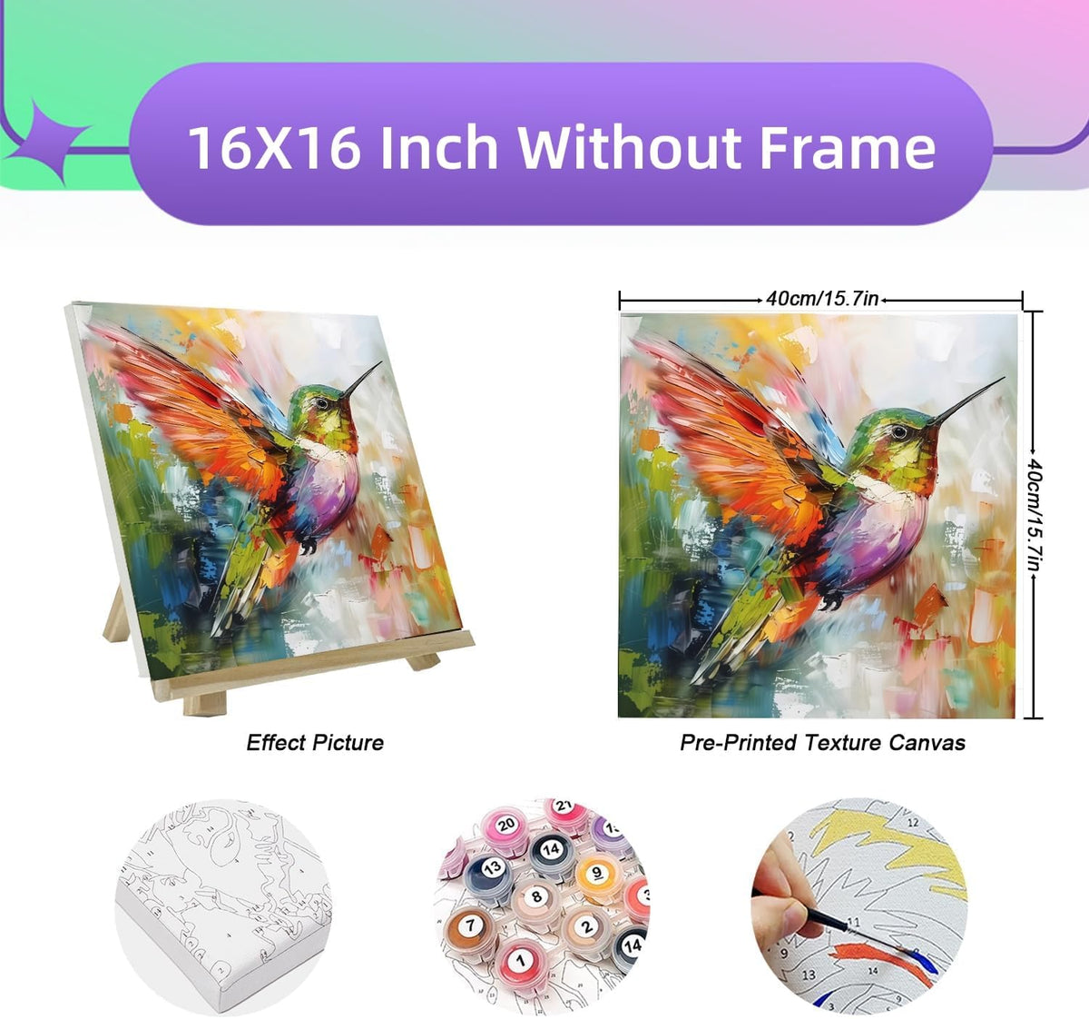 BYGFHLYW Animal Hummingbird Paint by Numbers Kit for Adults Beginners