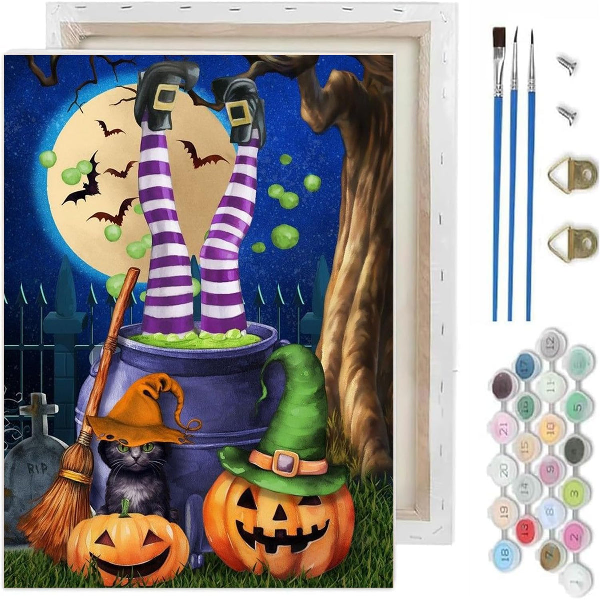 Halloween Paint by Numbers Kit for Adults,Ghost Paint by Number With Frame