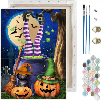 Halloween Paint by Numbers Kit for Adults,Ghost Paint by Number With Frame