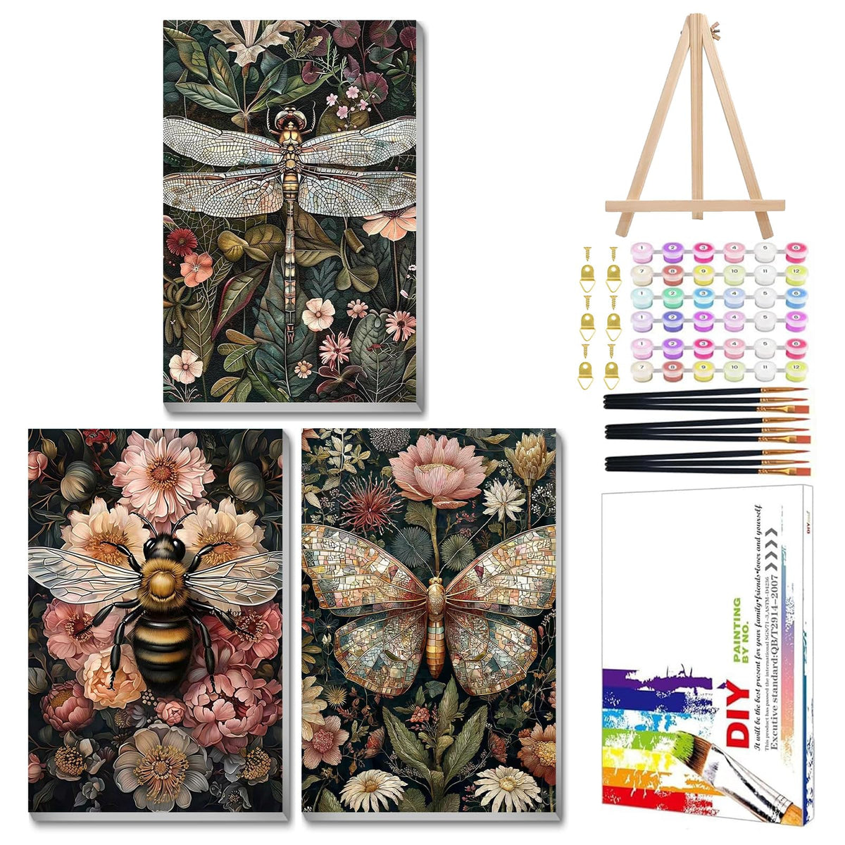 Mandun Landscape Paint by Numbers Kit for Adults, 3 Pack, 7.8x11.8 inch