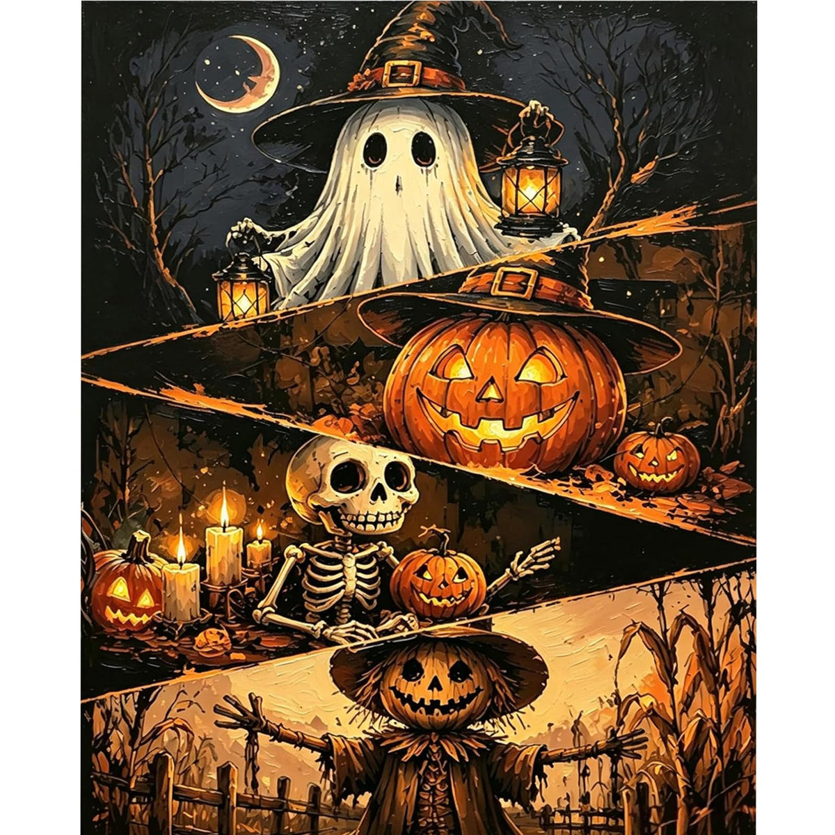 Vintage Halloween Ghost DIY Paint by Numbers Acrylic Painting 40x50cm