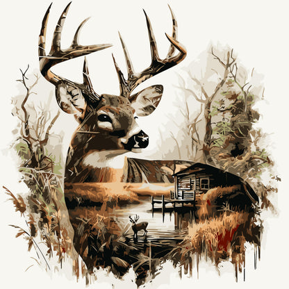 Deer Paint by Numbers Kit for Adults Beginner,Paint by Number Kits Canvas