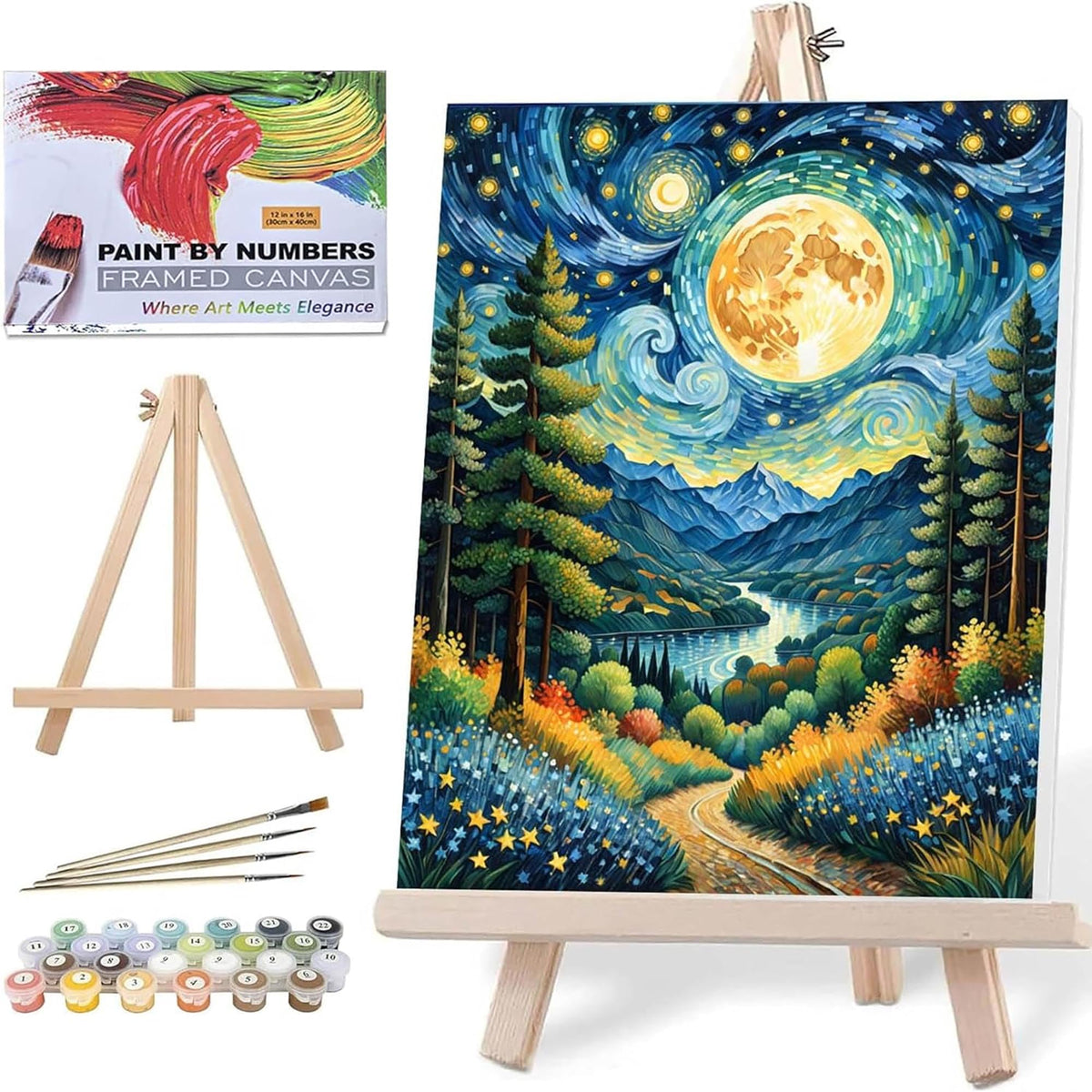 Mountain Paint By Numbers Kit For Adults Beginner Cabin Adult Paint By Number Kits On Canvas Mountain Oil Painting Kit For Beginners Adults' Paint-By-Number Kits For Gift Home Wall Decor 16x20 Inch