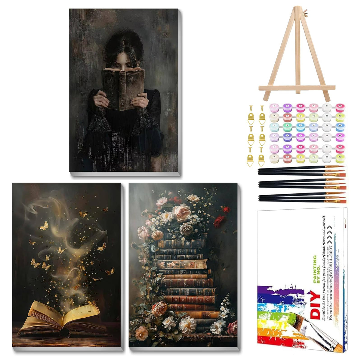 Mandun Landscape Paint by Numbers Kit for Adults, 3 Pack, 7.8x11.8 inch