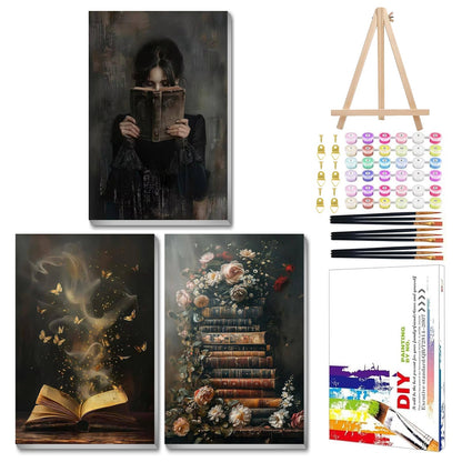 Mandun Landscape Paint by Numbers Kit for Adults, 3 Pack, 7.8x11.8 inch
