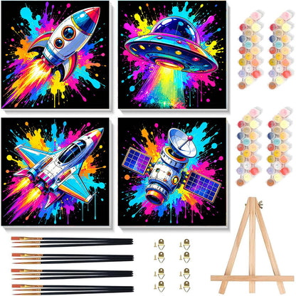 Arttoplus 4 Pack Paint by Numbers Kit for Kids with Frame Animals 8x8 inch