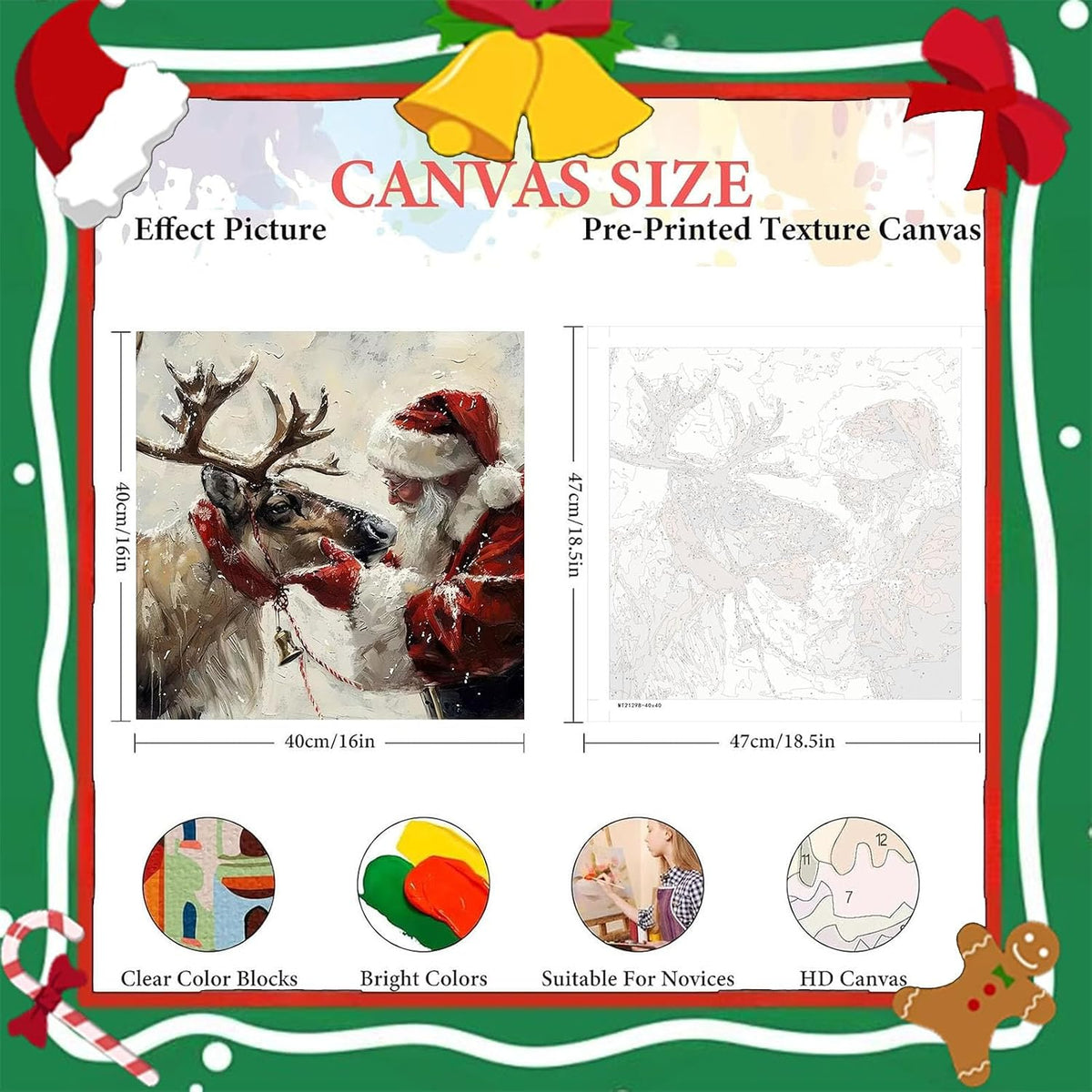 Christmas Paint by Numbers Kit for Adults, Adult Paint by Number 16x16inch