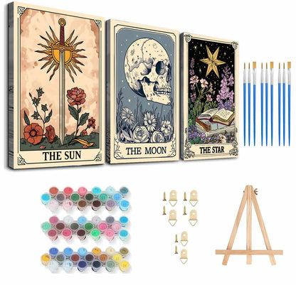 Axquilon 3 Packs Tarot Framed Paint by Numbers Kit for Adults 8x10in