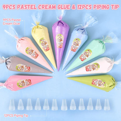 Cream Glue, 9PCS Candy Colors 100g Fake Whipped Cream Glue for Crafts DIY