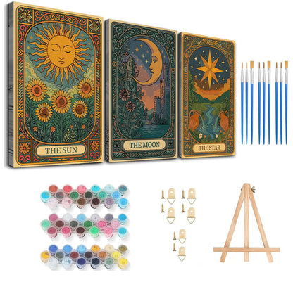 Axquilon 3 Packs Tarot Framed Paint by Numbers Kit for Adults 8x10in