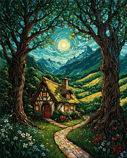 Mountain Paint By Numbers Kit For Adults Beginner Cabin Adult Paint By Number Kits On Canvas Mountain Oil Painting Kit For Beginners Adults' Paint-By-Number Kits For Gift Home Wall Decor 16x20 Inch