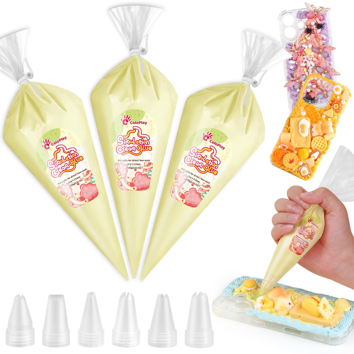 Cream Glue, 3PCS Light Purple Whipped Cream Glue Kit (Each 100g)