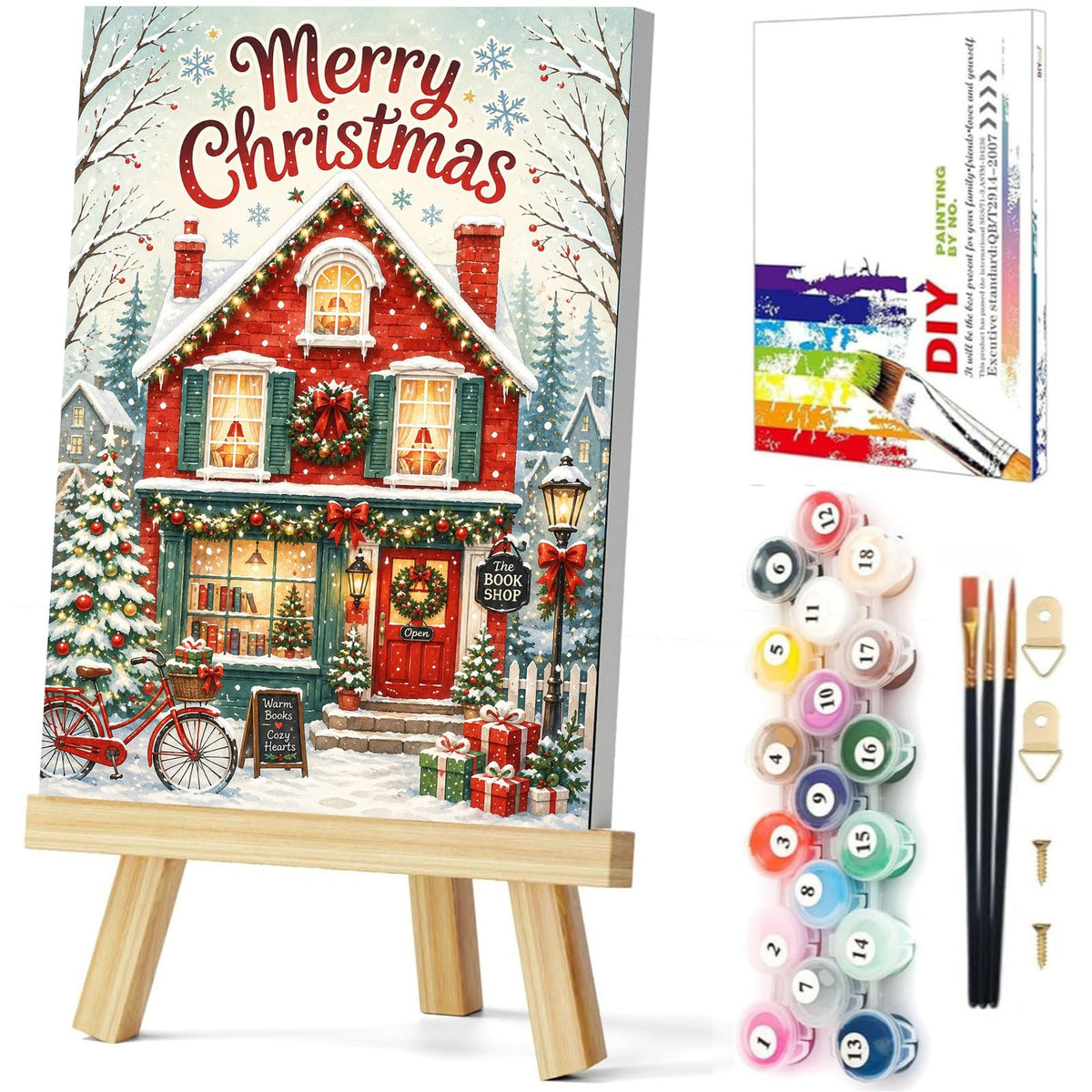 Gemozaic Framed Paint by Numbers Kit for Adults, Funny Cats Shop, 8x12 in