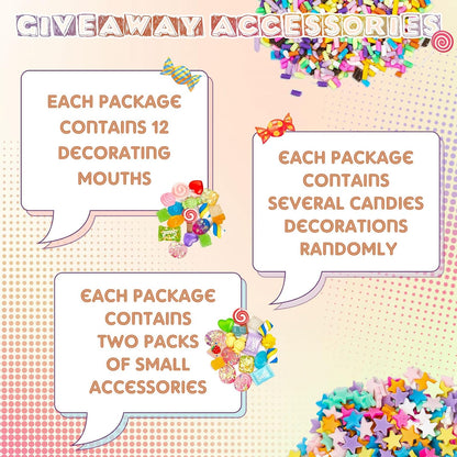 12 Pcs Whipped Cream Glue Kit with Piping Tip Decoden Charm,Candy