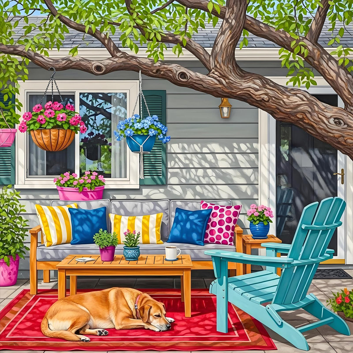 Paint by Numbers Kit for Adults, Fall Lake Cabin Number Painting Canvas Kit