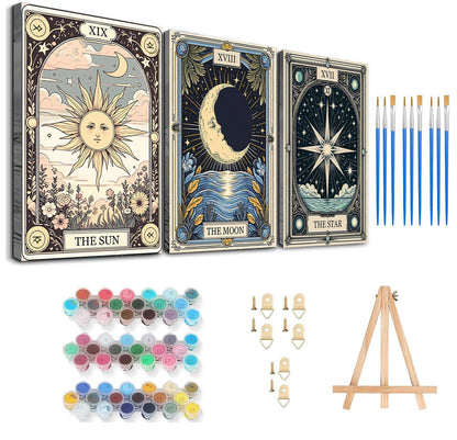 Axquilon 3 Packs Tarot Framed Paint by Numbers Kit for Adults 8x10in