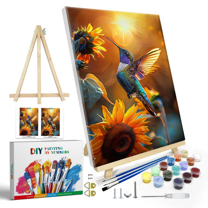 JOOZ Paint by Numbers Kit for Adults with Frame, Landscape Paint by Number Canvas, Mountain Paint by Numbers with Easel, DIY Flowers Scenery Oil Painting Kit for Home Wall Decor 8 x 12 Inch
