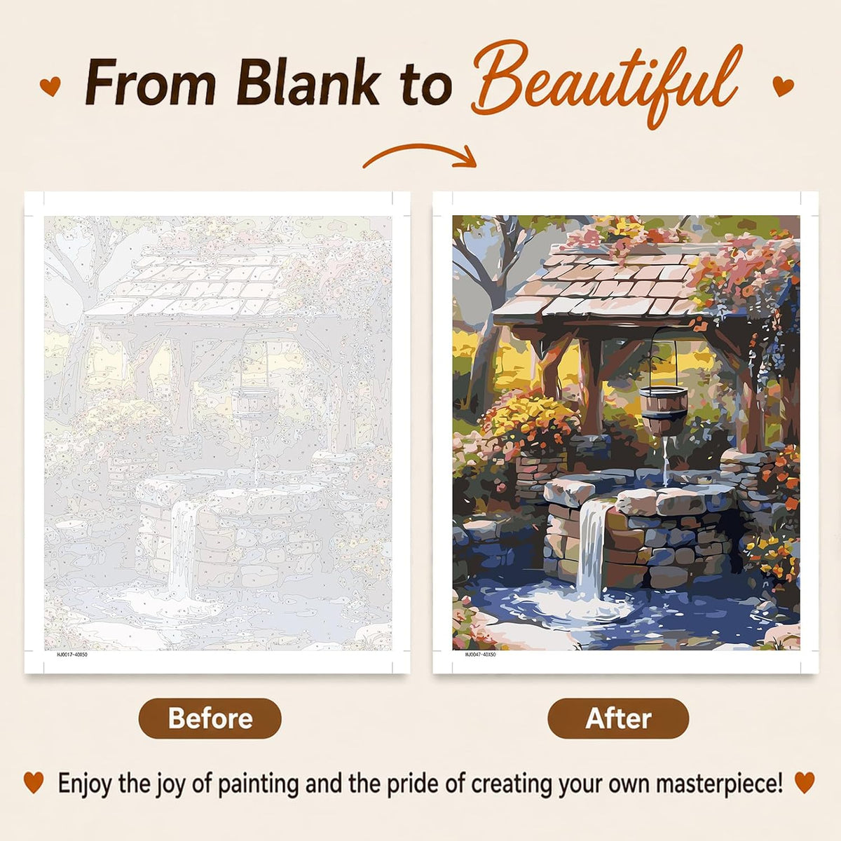 AUKELHJ Paint by Numbers Kit for Adults Beginner, Water Well, 16X20 Inch