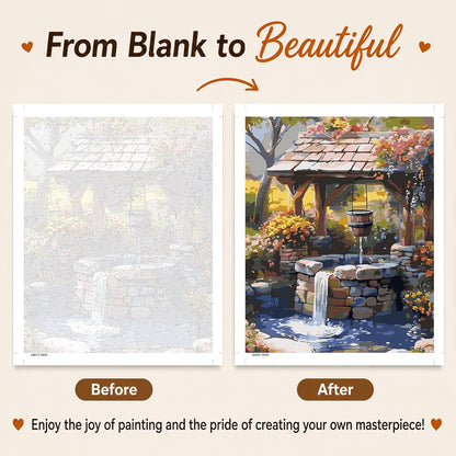 AUKELHJ Paint by Numbers Kit for Adults Beginner, Water Well, 16X20 Inch