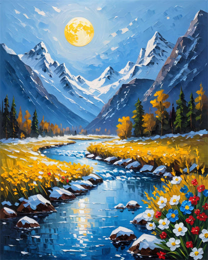 Mountain Paint By Numbers Kit For Adults Beginner Cabin Adult Paint By Number Kits On Canvas Mountain Oil Painting Kit For Beginners Adults' Paint-By-Number Kits For Gift Home Wall Decor 16x20 Inch