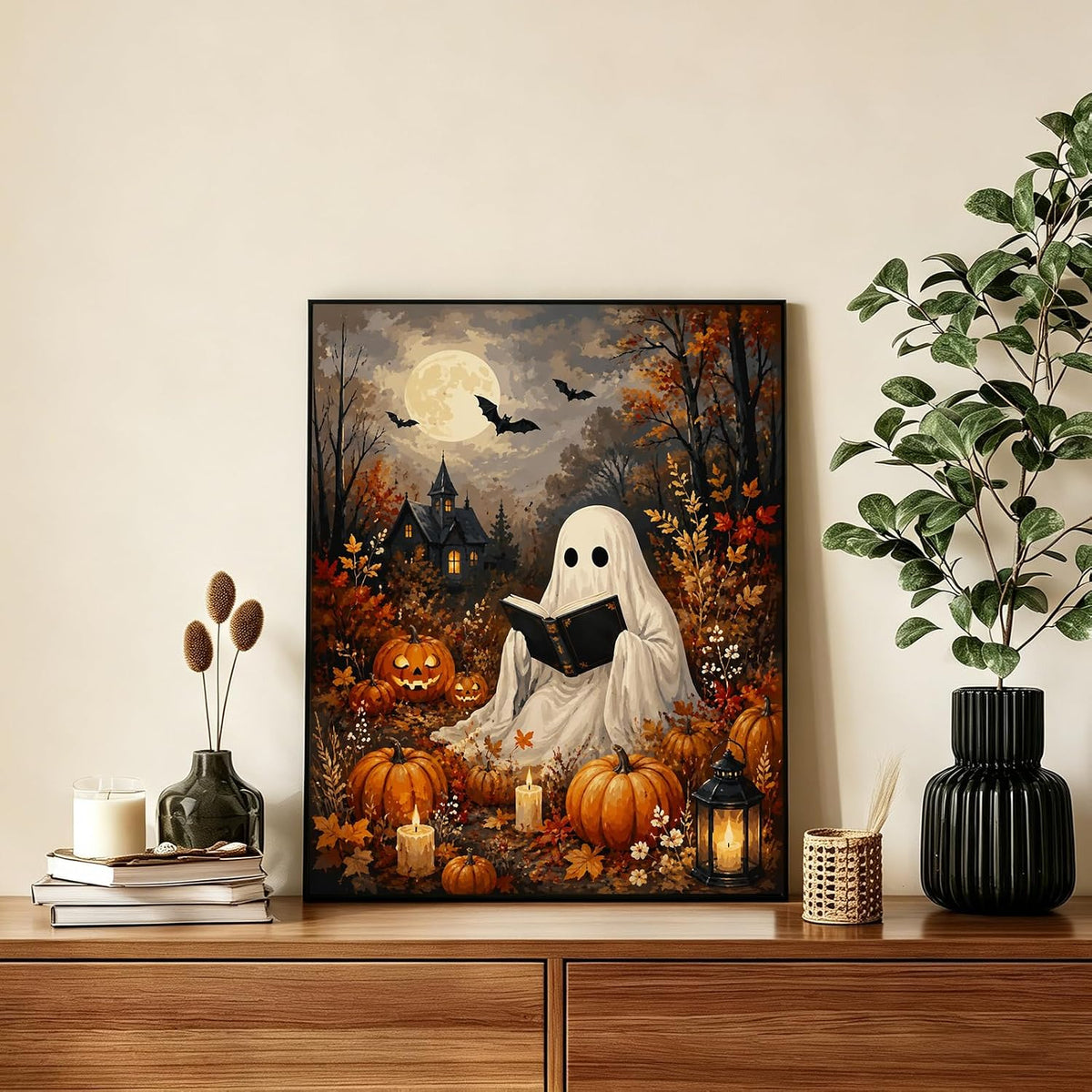 AUKELHJ Paint by Numbers Kit for Adults Beginner, Halloween, 16x20 inch