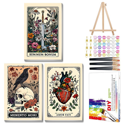 Mandun Landscape Paint by Numbers Kit for Adults, 3 Pack, 7.8x11.8 inch