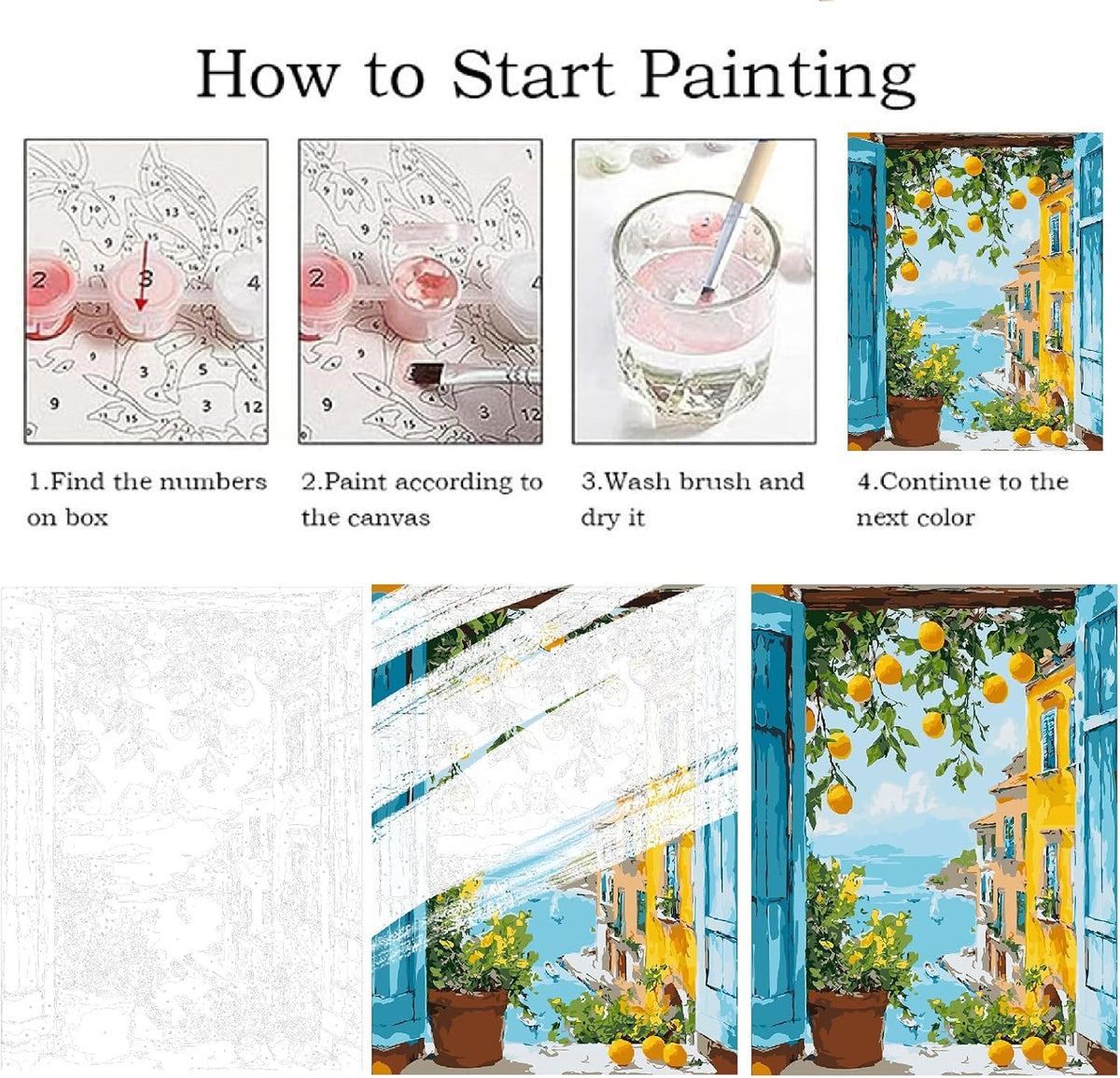 ZRIZQ Paint by Numbers Kit for Adults Beginner Landscape,Lemon Tree,16x20