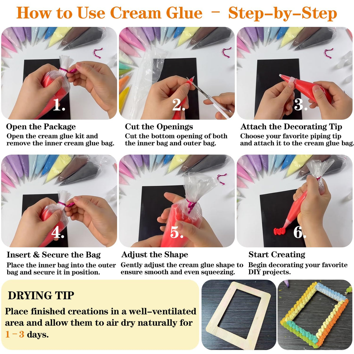5Pcs Decoden Cream Glue Kit, 100g Fake Whipped Cream for DIY Phone Case, with 5 Hair Clips & Decorating Tools, Craft Kit for Mirror & Resin, Gift for Birthday & Christmas (Lemon Yellow)