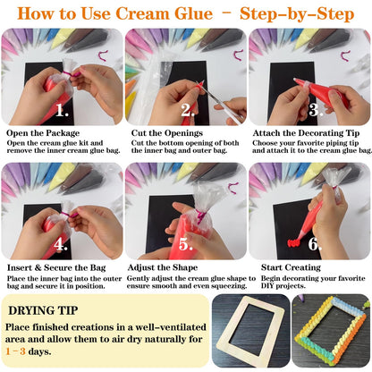 5Pcs Decoden Cream Glue Kit, 100g Fake Whipped Cream for DIY Phone Case, with 5 Hair Clips & Decorating Tools, Craft Kit for Mirror & Resin, Gift for Birthday & Christmas (Lemon Yellow)