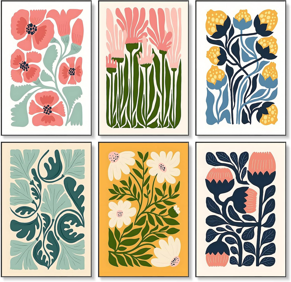 Okarina 6 Pack Paint by Numbers Kit for Adults & Beginners, Flower Designs