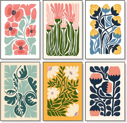 Okarina 6 Pack Paint by Numbers Kit for Adults & Beginners, Flower Designs