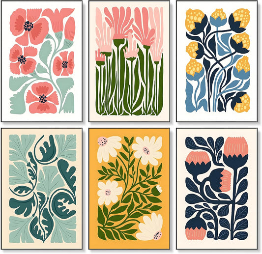 Okarina 6 Pack Paint by Numbers Kit for Adults & Beginners, Flower Designs