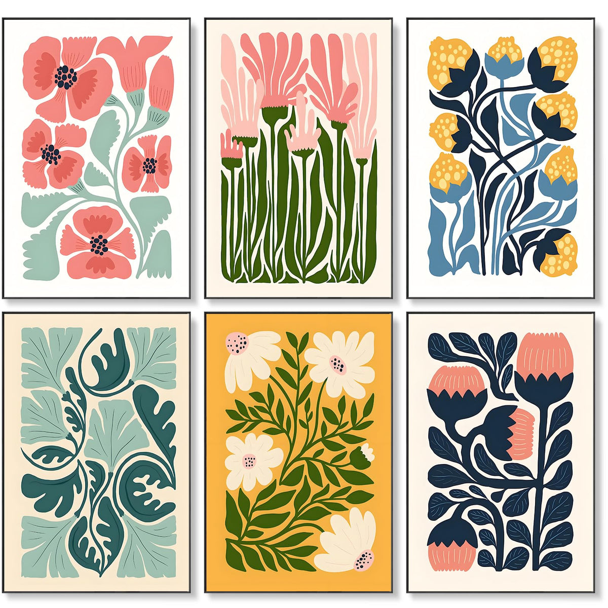 Okarina 6 Pack Paint by Numbers Kit for Adults & Beginners, Flower Designs